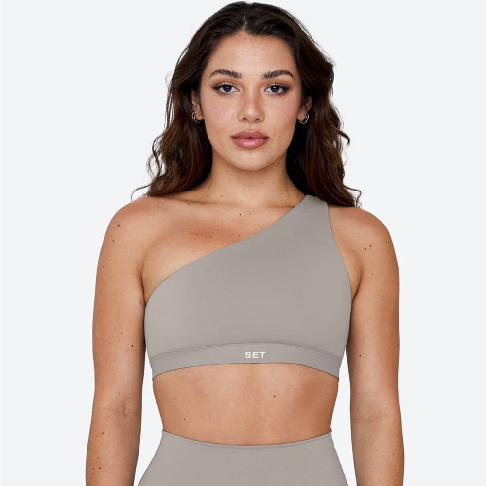 SET ACTIVE sportbody one shoulder bra, stone size medium